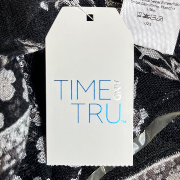 Time And Tru Floral Kimono Womens Black Size Small/Medium New - Picture 11 of 11